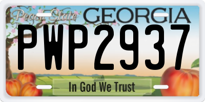 GA license plate PWP2937