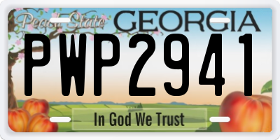 GA license plate PWP2941