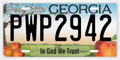 GA license plate PWP2942