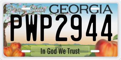 GA license plate PWP2944