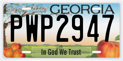 GA license plate PWP2947
