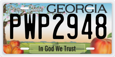 GA license plate PWP2948
