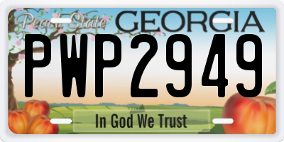 GA license plate PWP2949
