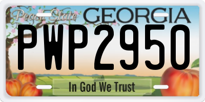 GA license plate PWP2950