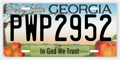 GA license plate PWP2952
