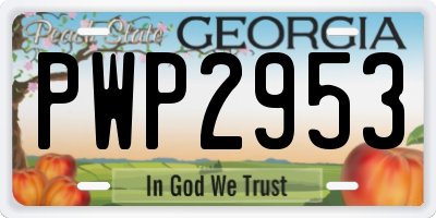 GA license plate PWP2953