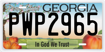 GA license plate PWP2965
