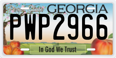 GA license plate PWP2966