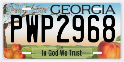 GA license plate PWP2968