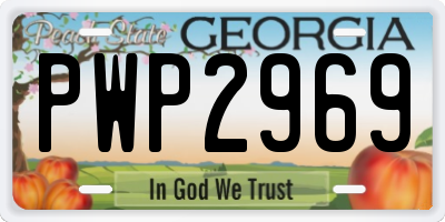 GA license plate PWP2969