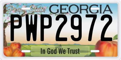 GA license plate PWP2972