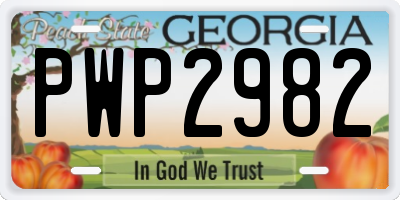 GA license plate PWP2982