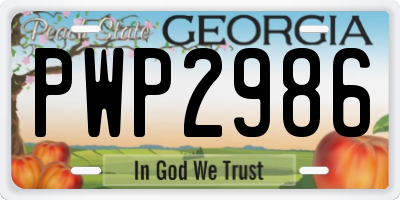 GA license plate PWP2986