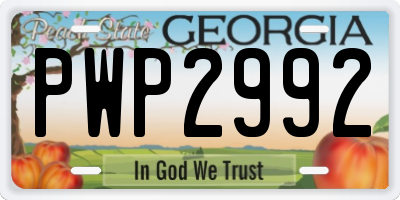 GA license plate PWP2992