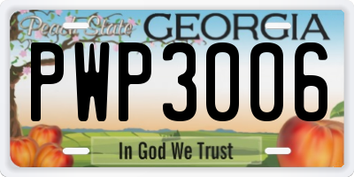 GA license plate PWP3006