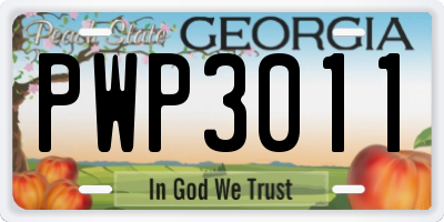 GA license plate PWP3011