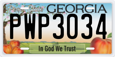 GA license plate PWP3034