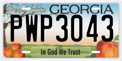 GA license plate PWP3043