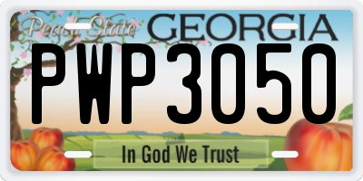 GA license plate PWP3050