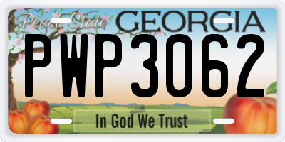GA license plate PWP3062