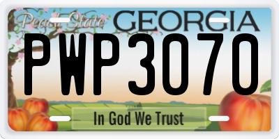 GA license plate PWP3070