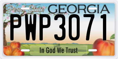 GA license plate PWP3071