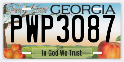 GA license plate PWP3087