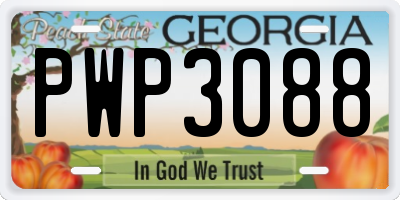 GA license plate PWP3088