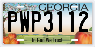 GA license plate PWP3112