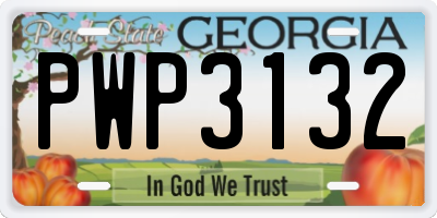 GA license plate PWP3132