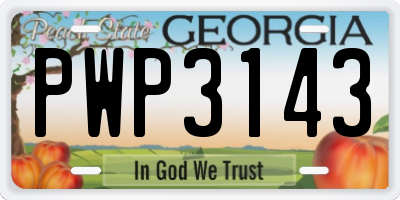 GA license plate PWP3143