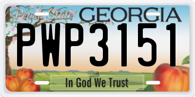 GA license plate PWP3151
