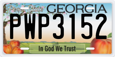GA license plate PWP3152