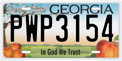 GA license plate PWP3154