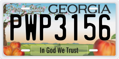 GA license plate PWP3156