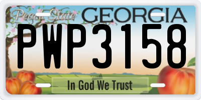 GA license plate PWP3158