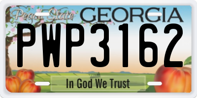GA license plate PWP3162