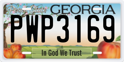 GA license plate PWP3169
