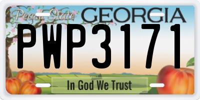 GA license plate PWP3171