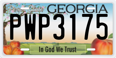 GA license plate PWP3175
