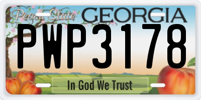 GA license plate PWP3178