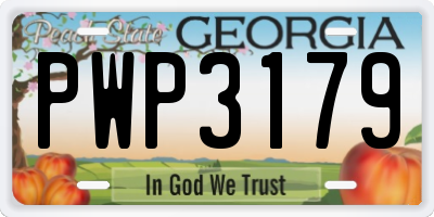 GA license plate PWP3179
