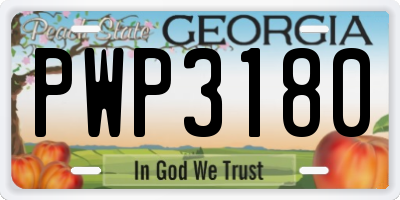 GA license plate PWP3180