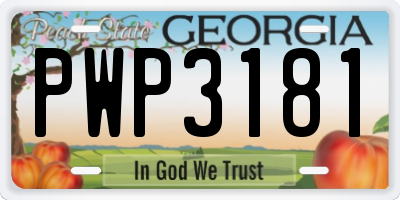GA license plate PWP3181