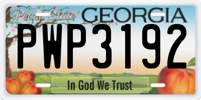 GA license plate PWP3192