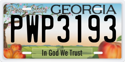 GA license plate PWP3193