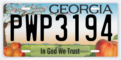 GA license plate PWP3194