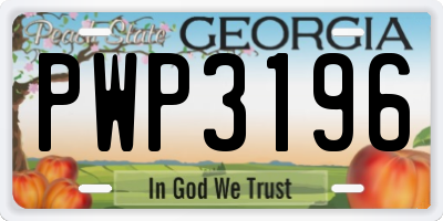 GA license plate PWP3196