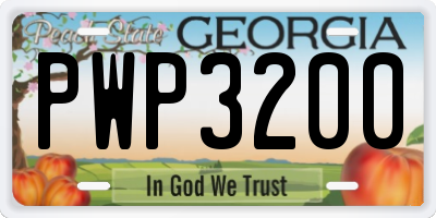 GA license plate PWP3200