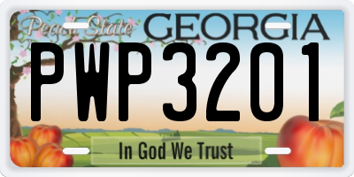 GA license plate PWP3201